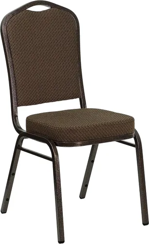 Miniatura 50 de Flash Furniture HERCULES Series - Silla apilable para banquetes con respaldo de corona en tela negra con estampado, marco de vena plateada Tela
