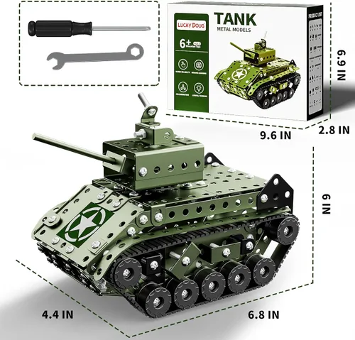 Miniatura 6 de Lucky Doug Juego de 284 piezas de proyectos de construcción STEM, tanque de ejército modelo, juguetes de construcción para niños de 8 a 12 años, kit