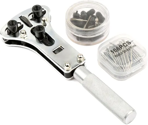 Miniatura 4 de H&S - Kit de herramientas de reparación de relojes, 155 piezas, herramientas para extracción de eslabones y espalda y ajuste de correa, viene en una