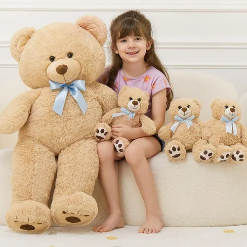 Miniatura 5 de MorisMos Oso de Peluche Gigante Animal de Peluche con Osos Bebé, 35.4'' Oso Grande de Peluche Mamá, 3 Pequeños Osos de Peluche Animales de Peluche a
