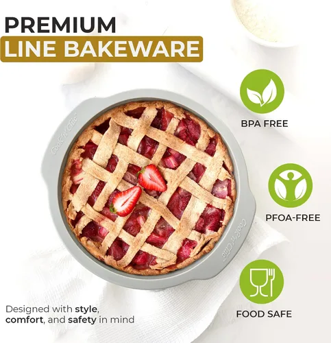 Miniatura 7 de Cook'n'Chic - Molde redondo de silicona para tartas de 9 x 2 pulgadas, plato antiadherente para horno, molde profesional para hornear tartas, tartas