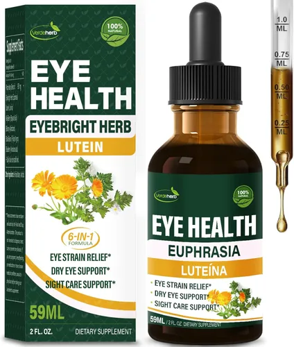Eyebright - Gotas para la salud de los ojos, extracto líquido de arándano y luteína, suplemento herbario para aliviar la fatiga ocular y apoyo para