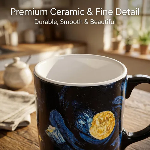 Miniatura 5 de Taza de cerámica Topadorn con taza de café de porcelana de 17 onzas. Taza de café y té con tapa, perfecta para café y té, caja de regalo incluida