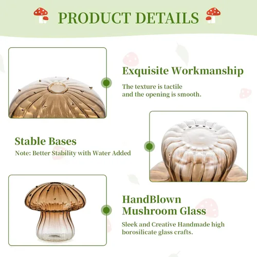 Miniatura 6 de Glasseam Jarrón de Seta de Cristal Ámbar: Lindo Juego de Jarrones Pequeños para Flores de 5 Jarrones Únicos Mini para Capullos para Centros de Mesa