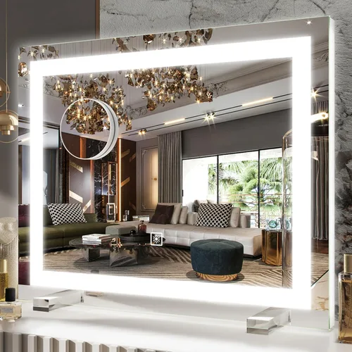 Miniatura 29 de FENNIO - Espejo de tocador con luces, espejo de maquillaje iluminado LED, pantalla táctil con 3 modos de iluminación, regulable, para mesa