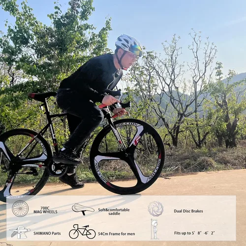 Miniatura 2 de EUROBIKE OBK Bicicleta de carretera para hombres 21.3 in marco 21 velocidad 700C ruedas para hombre bicicleta de viaje