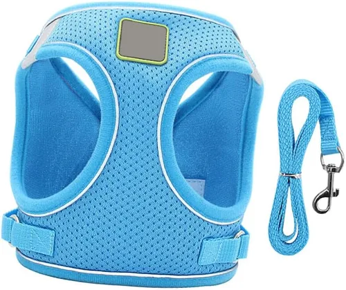 Miniatura 5 de COLLBATH Reflective Dog Vest Harness Set with Breathable Mesh Chest Strap Lightweight and Pet Pulling Strap for Outdoor Walking Blue S Comfortable