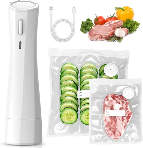 Sellador al vacío de mano para almacenamiento de alimentos: máquina de sellado al vacío portátil con 30 bolsas de vacío - Sellador de alimentos