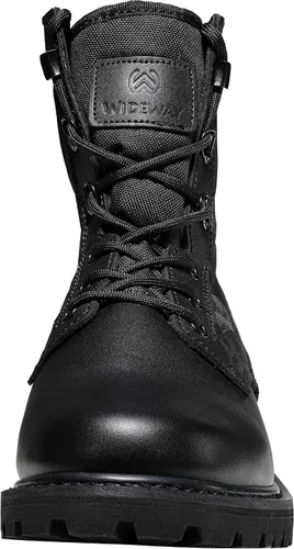 Miniatura 25 de Botas militares de WIDEWAY para hombres, botas de combate de jungla tácticas de cuero resistente al deslizamiento, negras, para hombres, todo