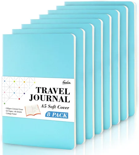 Miniatura 9 de Feela - Paquete de 8 cuadernos de tapa blanda en masa, cuadernos universitarios rayados para el trabajo, cuaderno de viaje rayado para mujeres y 8