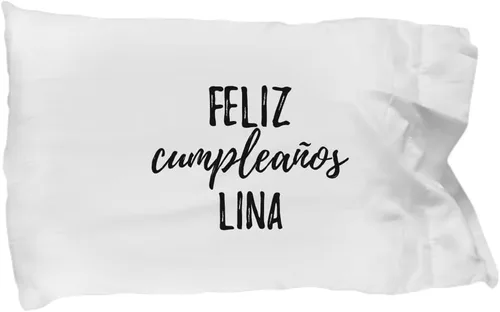 Feliz Cumpleanos Lina Funda de almohada española feliz cumpleaños personalizado nombre regalo funda de almohada 20 x 30 pulgadas