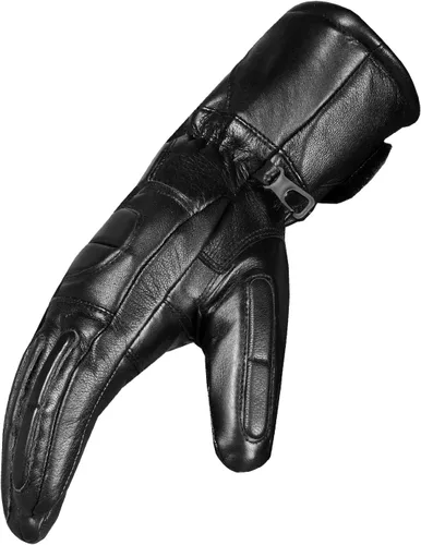 Miniatura 7 de Guantes de motocicleta de guante de invierno para hombre, 100% cuero natural de oveja, forro térmico Thinsulate con calefacción, guante