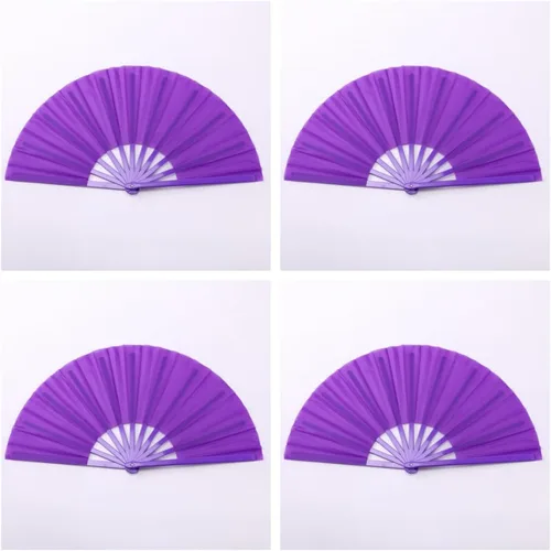 Miniatura 15 de Ventilador grande de plástico de 13 pulgadas para baile de línea, abanicos de mano para mujer, plegables, exteriores, bodas, fiestas (negro)