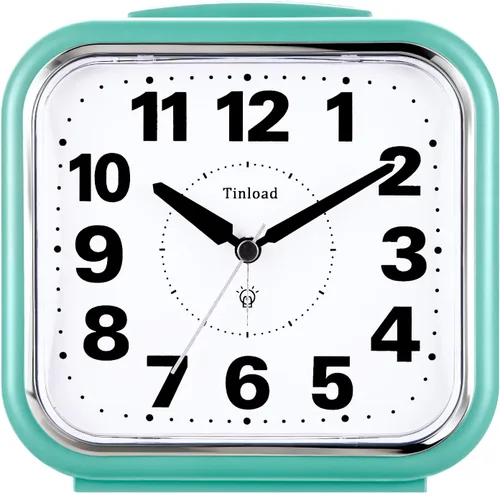 Miniatura 10 de Tinload Reloj despertador analógico grande de 14 cm sin tictac, silencioso y legible para personas mayores, fácil de configurar, alarma de aumento