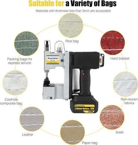 Miniatura 5 de Máquina de cierre de bolsas inalámbrica + 6 rollos de hilo de coser resistente