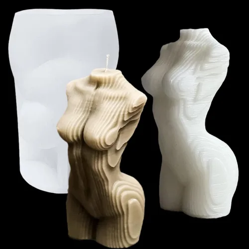 Miniatura 14 de Molde de vela de silicona con columna curvada geométrica cónica 3D, molde en forma de cono en espiral 3D de 4.8 pulgadas para hacer velas, aroma