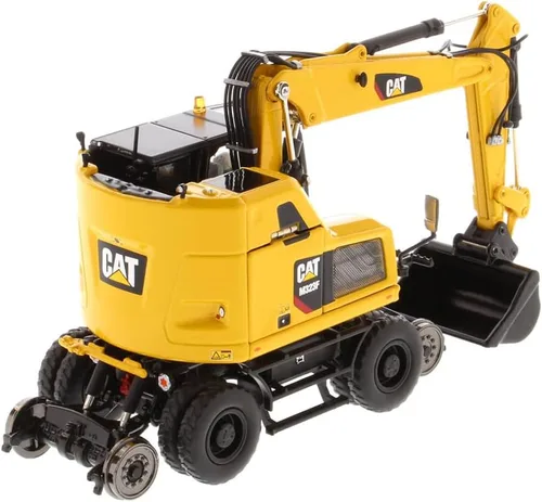 Miniatura 2 de Diecast Masters Excavadora con ruedas para ferrocarril Caterpillar M323F a escala 1:50 - Versión amarilla de seguridad Camiones para gatos