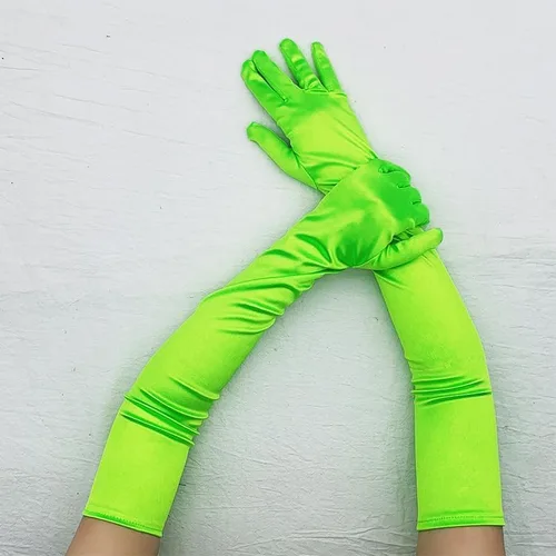 Miniatura 4 de Guantes largos de fiesta de ópera de los años 20, guantes de satén hasta el codo, tela elástica de satén cómoda para disfraces de novia, boda