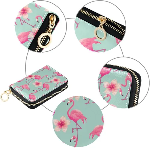 Miniatura 2 de Tarjetero de cuero para mujer, cartera pequeña de piel RFID con cremallera para tarjetas, Multicolor163, Compacto