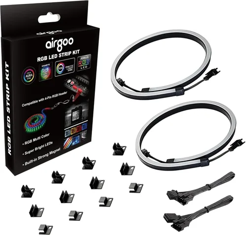 airgoo NEON - Tira LED RGB para PC, tubo de goma de silicona difusa de 15.75 x 0.55 x 0.28 pulgadas, para cabezal RGB de 12 V de 4 pines, viene con