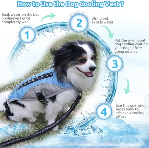 Miniatura 3 de Chaleco de enfriamiento para perro, arnés de verano para pequeño, mediano, reflectante, sin tirones, con asa y protección contra picos