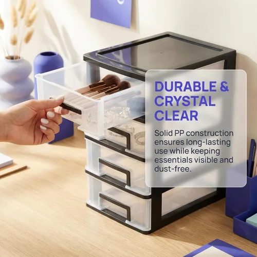 Miniatura 7 de Toddmomy Organizador de almacenamiento de plástico de 5 niveles, caja de almacenamiento pequeña portátil para suministros de oficina, papelería