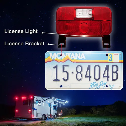 Miniatura 3 de Lumitronics Luz Roja de Montaje en Superficie de Parada/Giro/Cola, Soporte de Matrícula/Luz para RV, Remolque, Camper, Quinta Rueda y Autocaravanas
