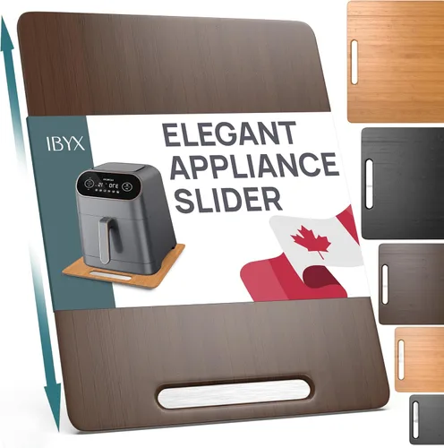 Ibyx Elegante bandeja deslizante para tu cafetera y electrodomésticos de cocina pesados - resistente, se desliza fácilmente desde debajo del Marrón