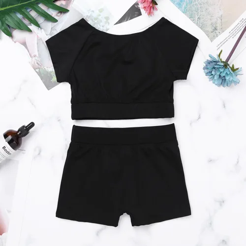 Miniatura 6 de Traje de baño deportivo sin mangas con pantalones cortos para entrenamiento y fitness para niñas y niñas