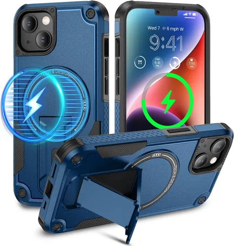 Miniatura 8 de Caka Funda para iPhone 13 y Funda para iPhone 14 [Compatible con Magsafe] [Soporte Invisible Integrado] [Protección Resistente contra Caídas] A