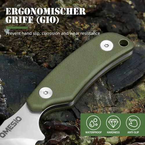 Miniatura 3 de Omesio Nessmuk - Cuchillo EDC de espiga completa para hombre, hoja fija de 5.82 pulgadas con boquilla y clip Kydex, hoja Nessmuk pequeña de acero D2