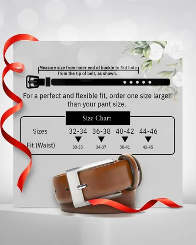 Miniatura 5 de Cinturones de vestir de cuero genuino para hombres - Cinturón para hombres con hebilla de una sola punta - Diseñado en los Estados Unidos