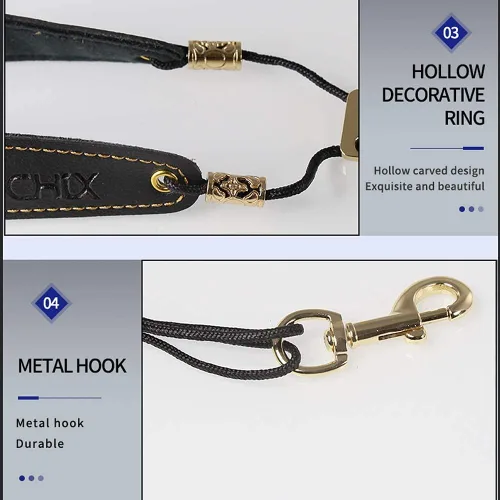 Miniatura 7 de Saxofón Saxofón Correa de cuello negro para saxo barítono alto tenor soprano, súper fibra, gancho de metal, instrumentos musicales accesorios piezas
