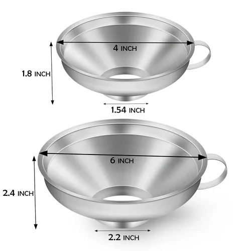 Miniatura 7 de Paquete de 2 embudo de conservas de acero inoxidable con boca ancha con mango para tarros Mason anchos y regulares
