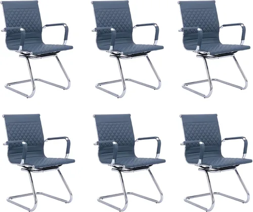 Miniatura 10 de VESCASA Juego de 2 sillas de oficina para sala de espera, sillas de recepción de piel sintética estacionarias sin ruedas, silla auxiliar con brazos
