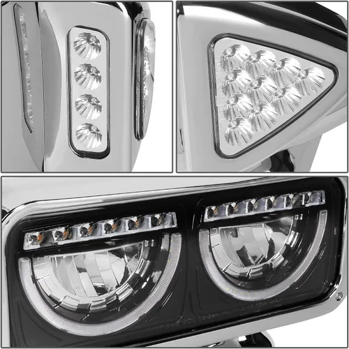 Miniatura 5 de DNA MOTORING HL-HAY-033-BK Par de faros delanteros LED con anillo de halo tipo U y reflector, ángulo amplio, compatible con Peterbilt 359