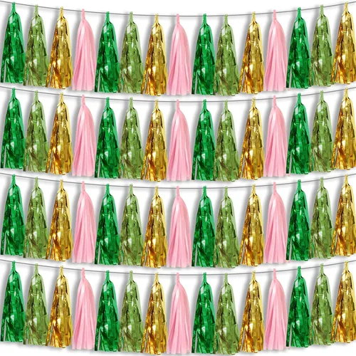 Miniatura 21 de 4P Guirnalda de Borla de Flecos de Aluminio Metálico Negro para Flotas de Desfile, Despedida de Soltera, Boda, Cumpleaños, Halloween, Navidad