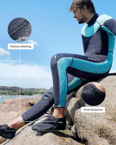 Miniatura 2 de XUKER Botas de buceo de neopreno de 0.079 pulgadas, botines de neopreno para hombres y mujeres, zapatos de agua con suela antideslizante, zapatos