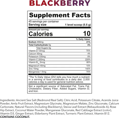 Miniatura 3 de REDMOND Re-Lyte Immunity, mezcla de suplementos multivitamínicos (BlackBerry)