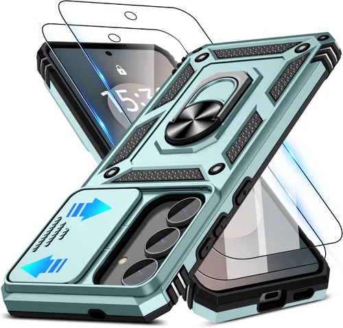 Miniatura 92 de ATUMP Funda para OnePlus Nord N200 5G con protector de pantalla HD con cubierta para cámara deslizante, soporte de anillo de rotación de 360°