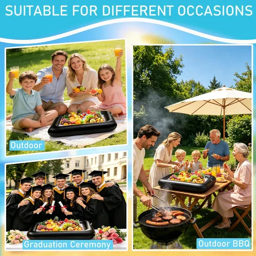 Miniatura 6 de Inflatable Serving Bar, Salad Serving Sets Bar Buffet Food Drinks Inflatable Cooler Table Pool Ice Tray Easy to Blow Up for Party,Graduation,Picnic