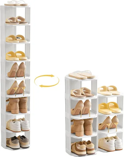 Miniatura 15 de UFORU - Zapatero pequeño, organizador de zapatos vertical de 5 niveles de plástico para espacios pequeños y estrechos, organizador de zapatos Negro