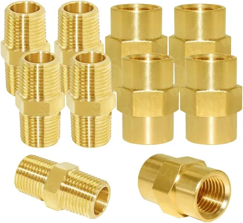 Miniatura 10 de Joywayus 5 unids latón tubería hexagonal pezón igual 1/4 "macho NPT macho aire combustible agua
