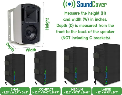 Miniatura 6 de The Original Light Outdoor Speaker Covers para altavoces montados en soporte C - Poliéster 210T premium con revestimiento protector UV plateado