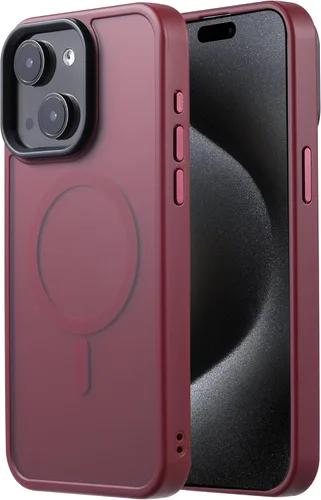 Miniatura 70 de Tigowos - Funda magnética para iPhone 15, resistente a las caídas, sensación de piel mate, a prueba de golpes, delgada, negro mate