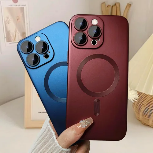 Miniatura 5 de ankofave Funda magnética para iPhone 12 Pro Max para mujer, a prueba de golpes, diseño metálico de lujo mate con protector completo de lente