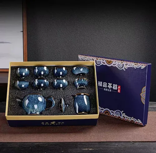 Miniatura 6 de CHANJOON Juego de té chino de cerámica Kung Fu, juego de té para adultos de 9 piezas, juego de té de la tarde, juego en caja de regalo perfecto
