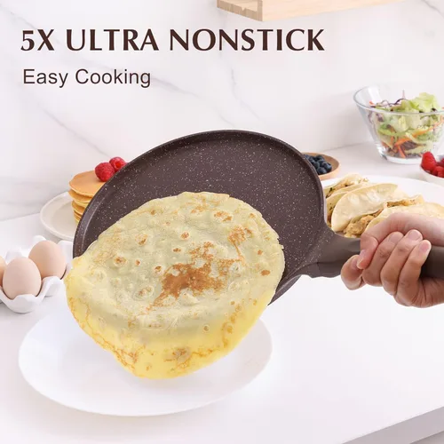 Miniatura 3 de SENSARTE Sartén Antiadherente para Crepes, Sartén Dosa con Revestimiento de Granito Suizo Sartén Plana para Panqueques Tawa Parrilla de 10 Pulgadas