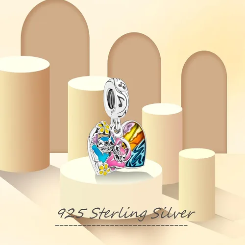 Miniatura 2 de RMMY S925 Sterling Silver Charm for Bracelet Necklace Charm Dangle Winnie and Stitch for Women Girl Birthday Gifts