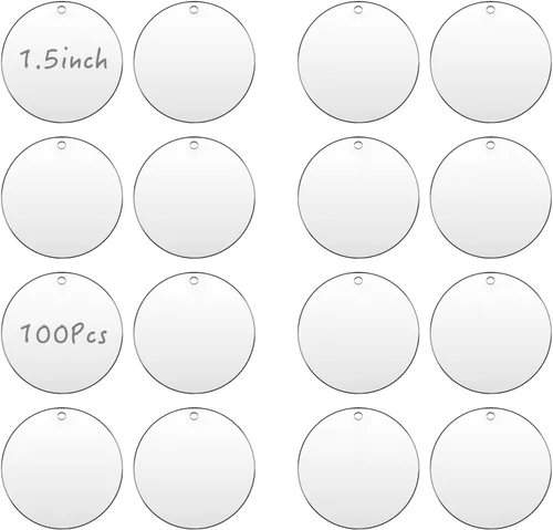 Miniatura 11 de 50 piezas de círculo acrílico transparente con agujero de 2.953 x 0.059 in, adornos acrílicos transparentes en blanco de 3 pulgadas, hojas redondas